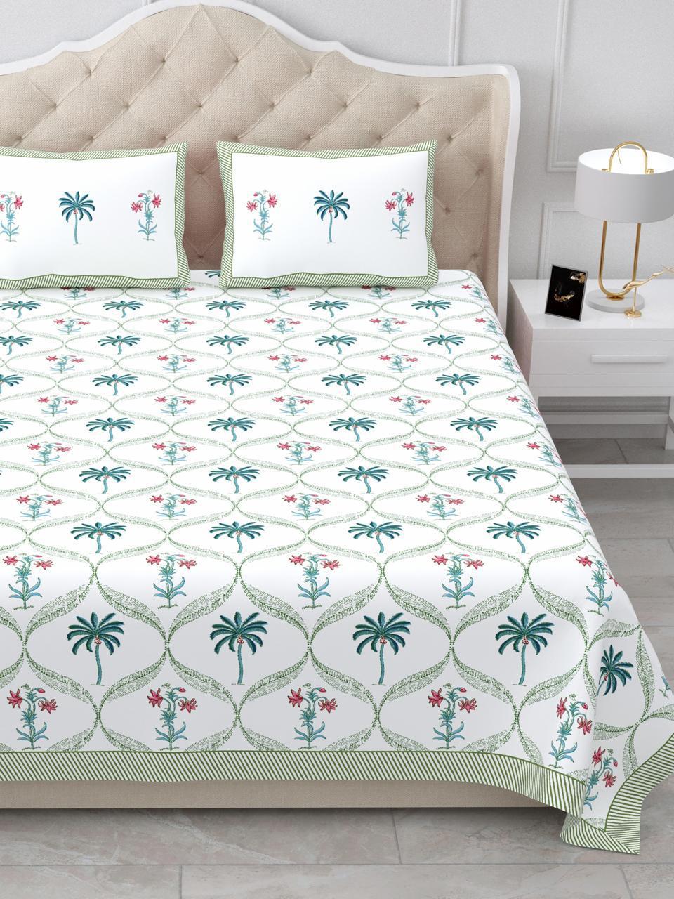CHERRY – Premium Pure Cotton Handlook Print King Size Bedsheet