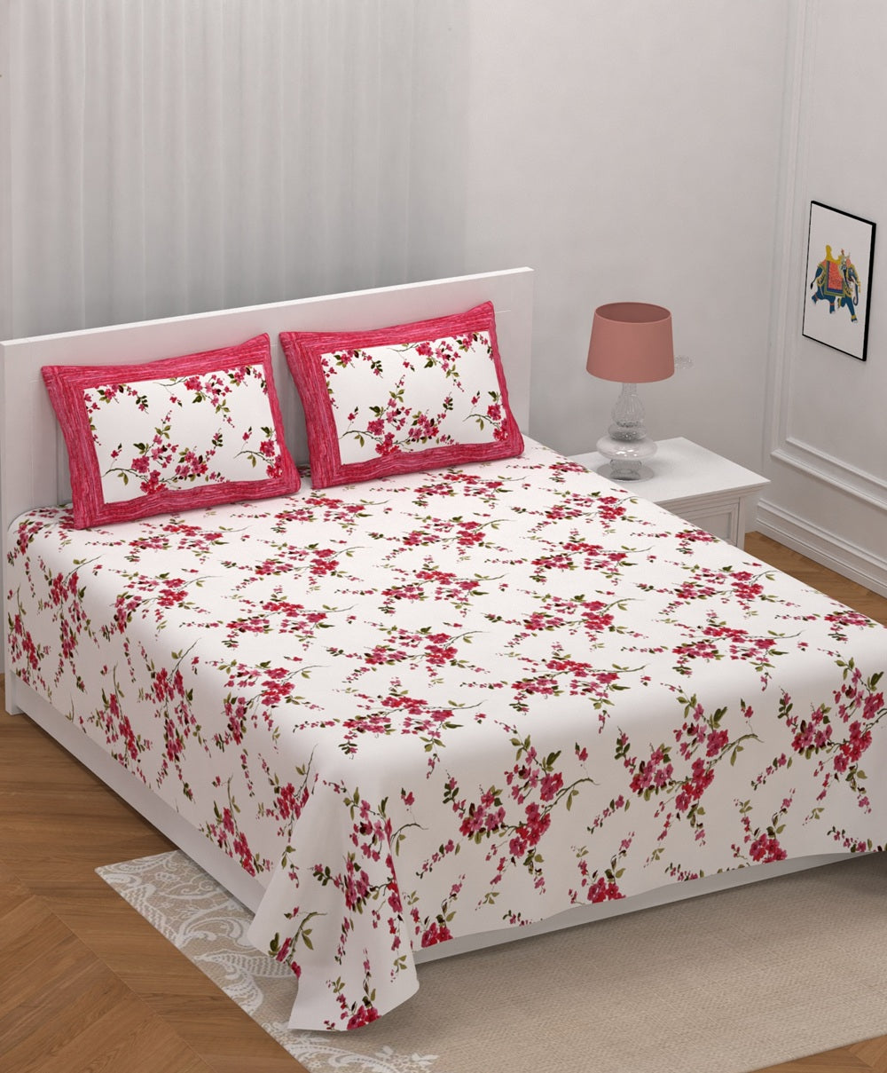 Rosemary Print Pure Cotton King Size Bedsheet with 2 Pillow Covers – 100 × 108