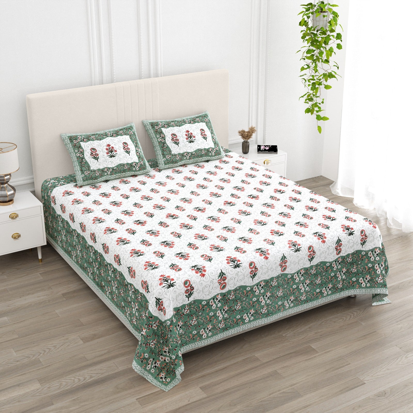 Premium Handcrafted Jaipur Cotton King Size Bedsheet – 108'' × 108''