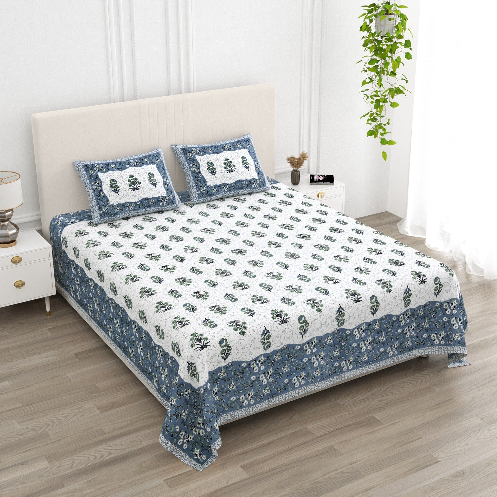 Premium Handcrafted Jaipur Cotton King Size Bedsheet – 108'' × 108''