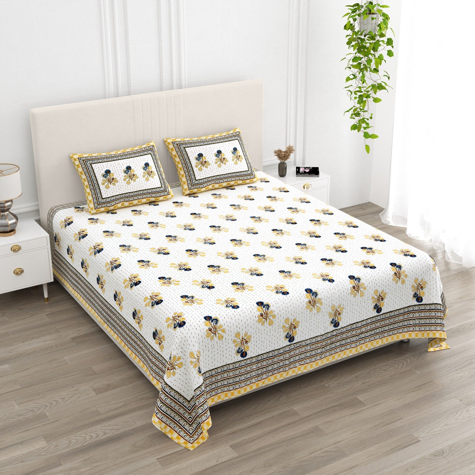 Premium Handcrafted Jaipur Cotton King Size Bedsheet – 108'' × 108''
