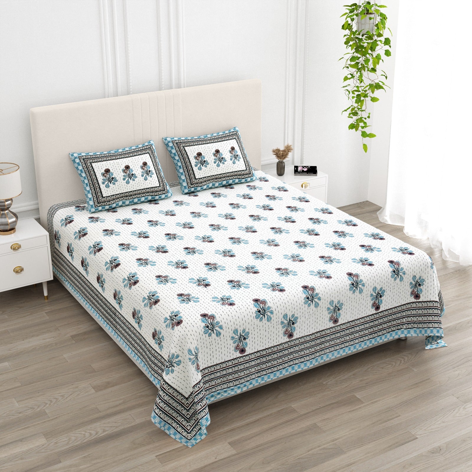 Premium Handcrafted Jaipur Cotton King Size Bedsheet – 108'' × 108''