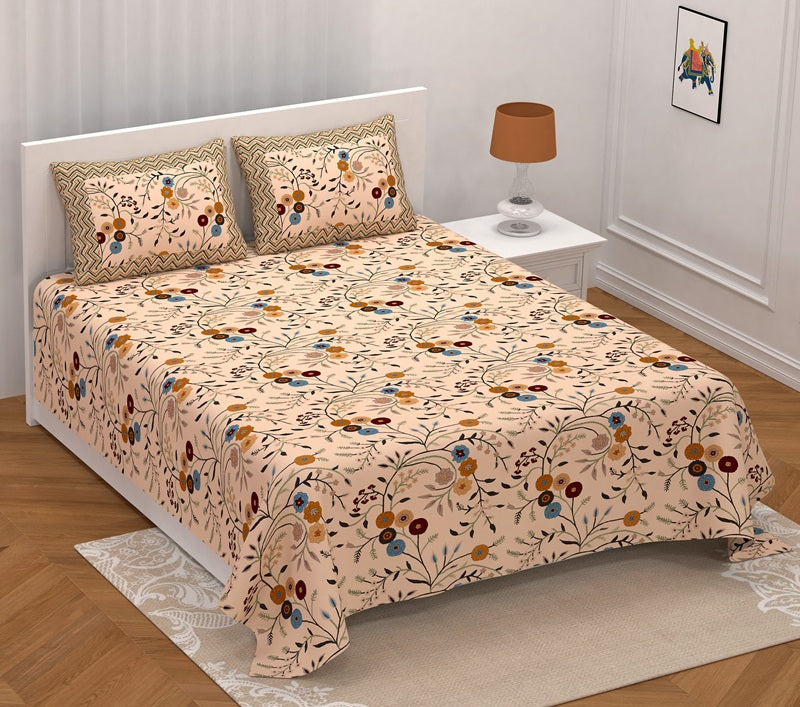 Rosemary Print Pure Cotton King Size Bedsheet with 2 Pillow Covers – 100 × 108