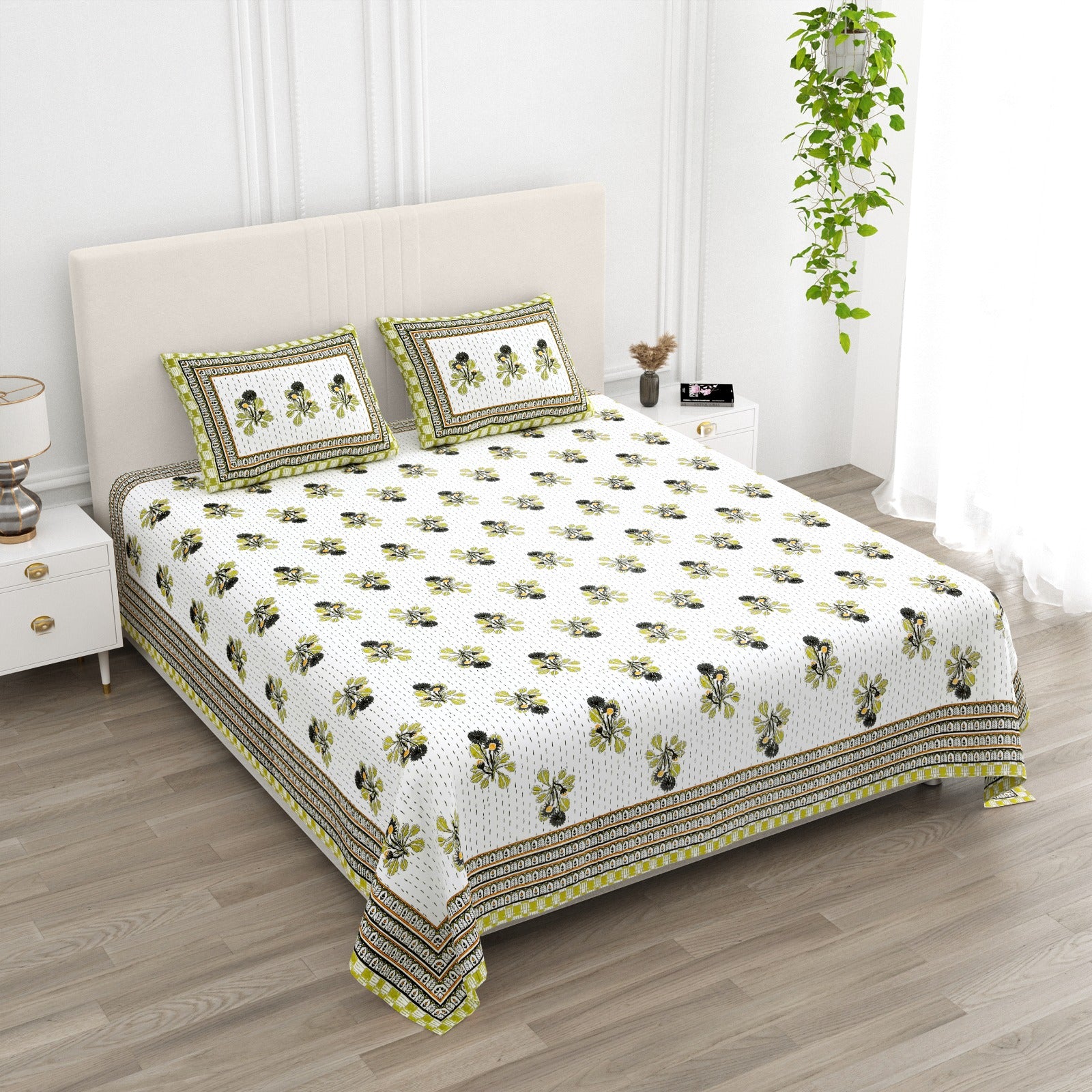 Premium Handcrafted Jaipur Cotton King Size Bedsheet – 108'' × 108''