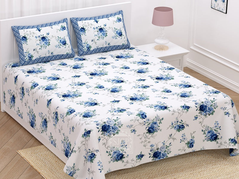 Rosemary Print Pure Cotton King Size Bedsheet with 2 Pillow Covers – 100 × 108