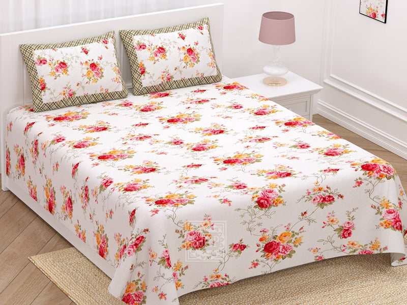 Rosemary Print Pure Cotton King Size Bedsheet with 2 Pillow Covers – 100 × 108