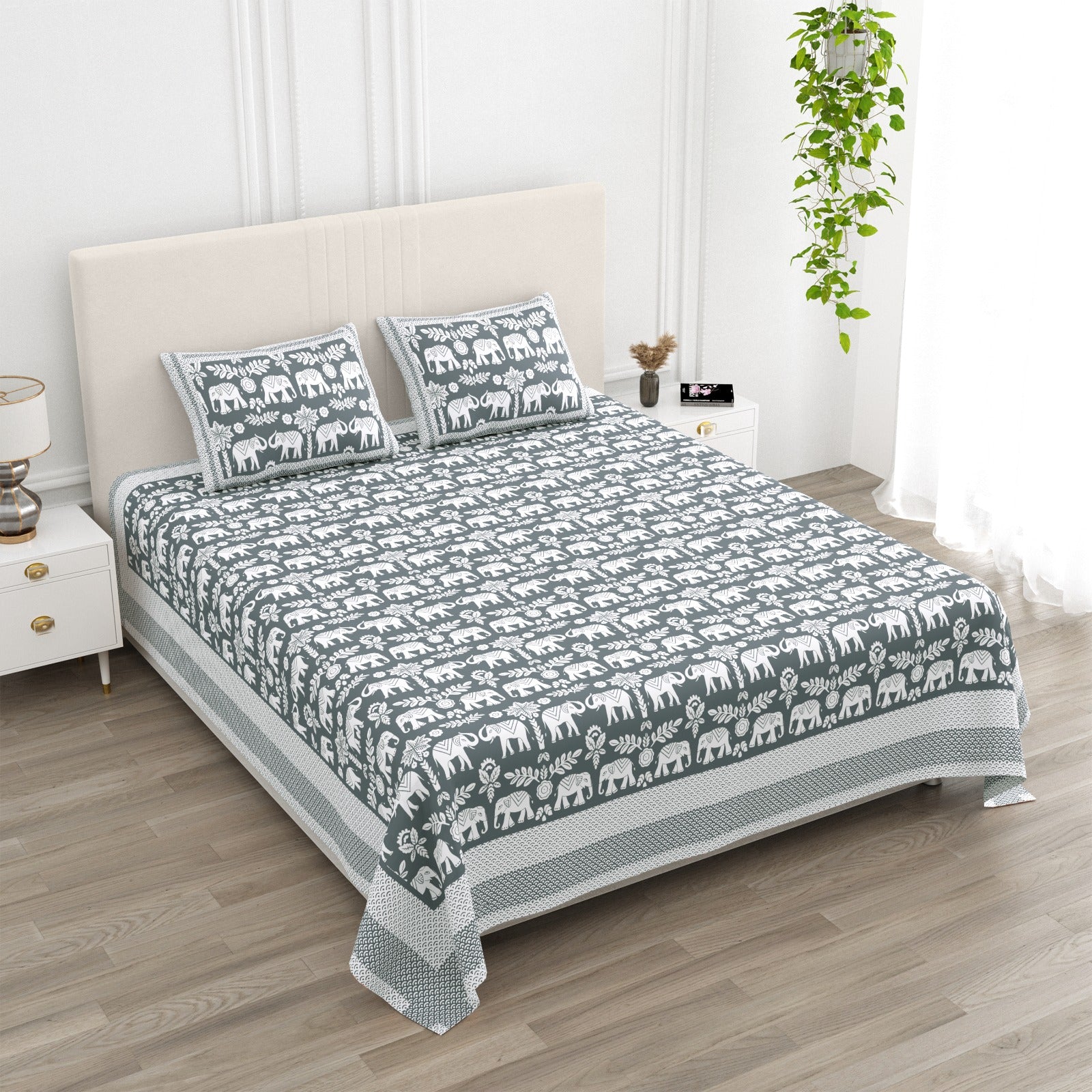 Premium Jaipur Cotton Anarkali Bedsheet – Handlook Print, King Size, Pure Cotton