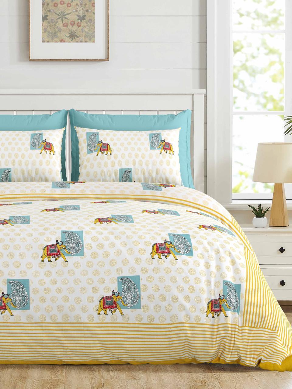 CHERRY – Premium Pure Cotton Handlook Print King Size Bedsheet