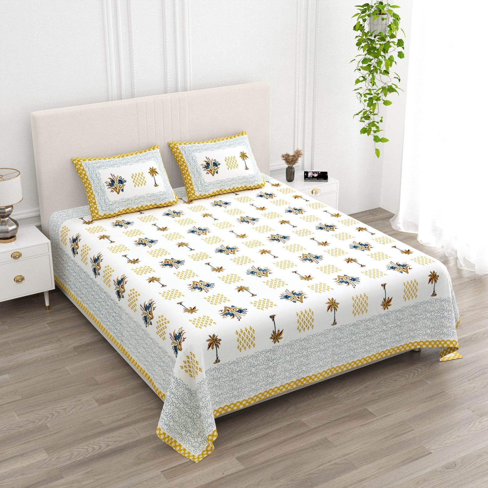 Premium Handcrafted Jaipur Cotton King Size Bedsheet – 108'' × 108''