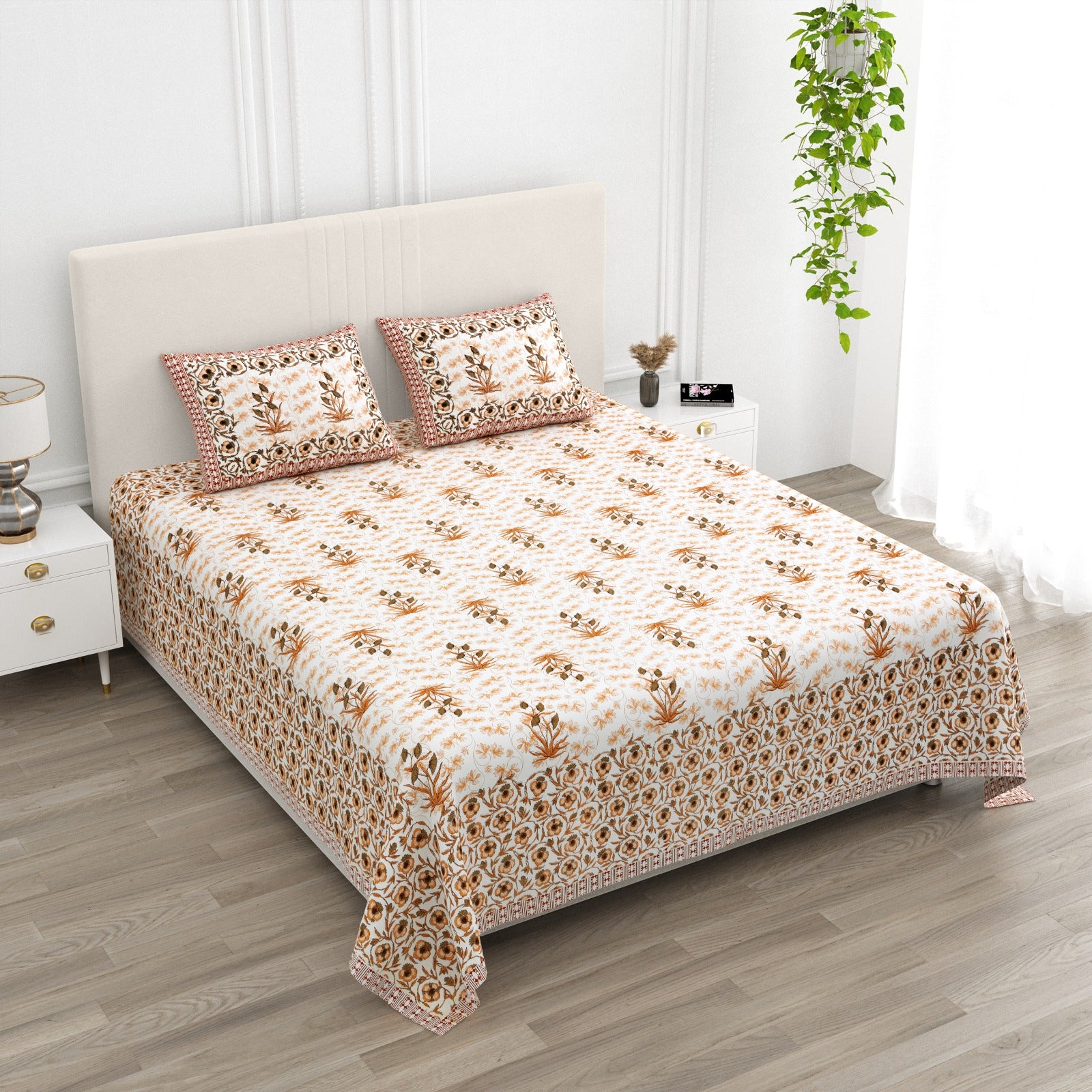 Premium Handcrafted Jaipur Cotton King Size Bedsheet – 108'' × 108''