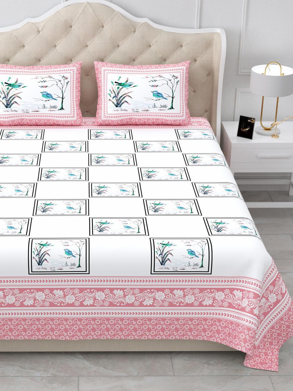 CHERRY – Premium Pure Cotton Handlook Print King Size Bedsheet