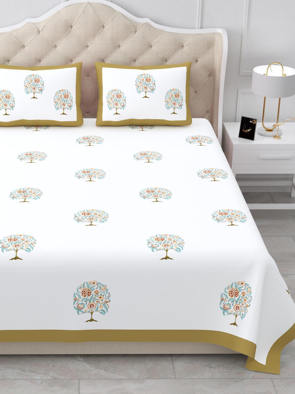 CHERRY – Premium Pure Cotton Handlook Print King Size Bedsheet