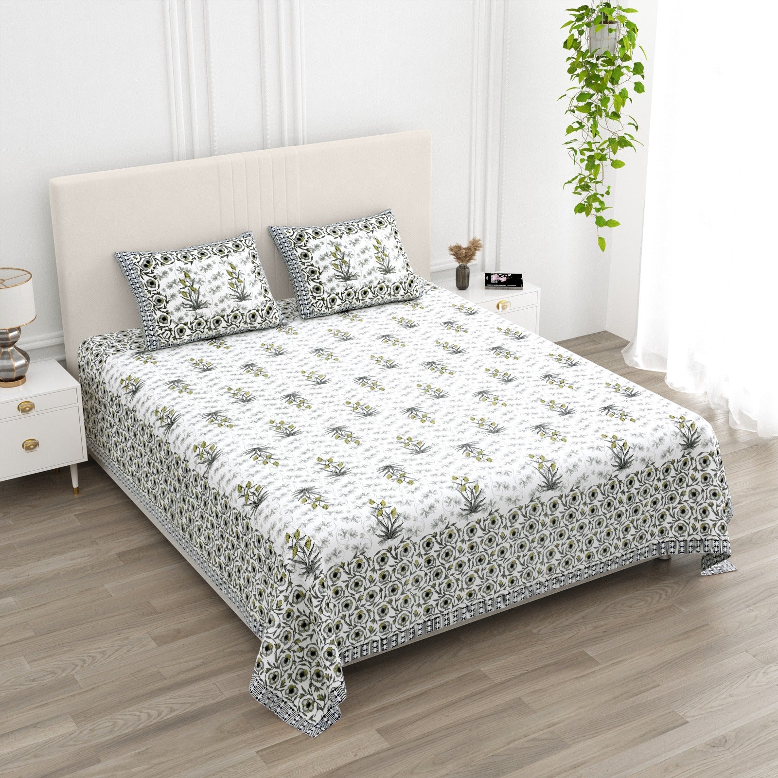 Premium Handcrafted Jaipur Cotton King Size Bedsheet – 108'' × 108''