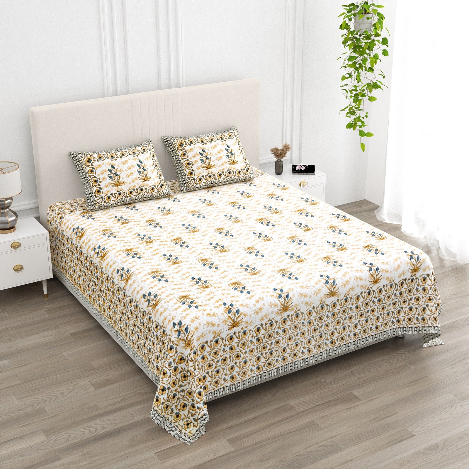 Premium Handcrafted Jaipur Cotton King Size Bedsheet – 108'' × 108''