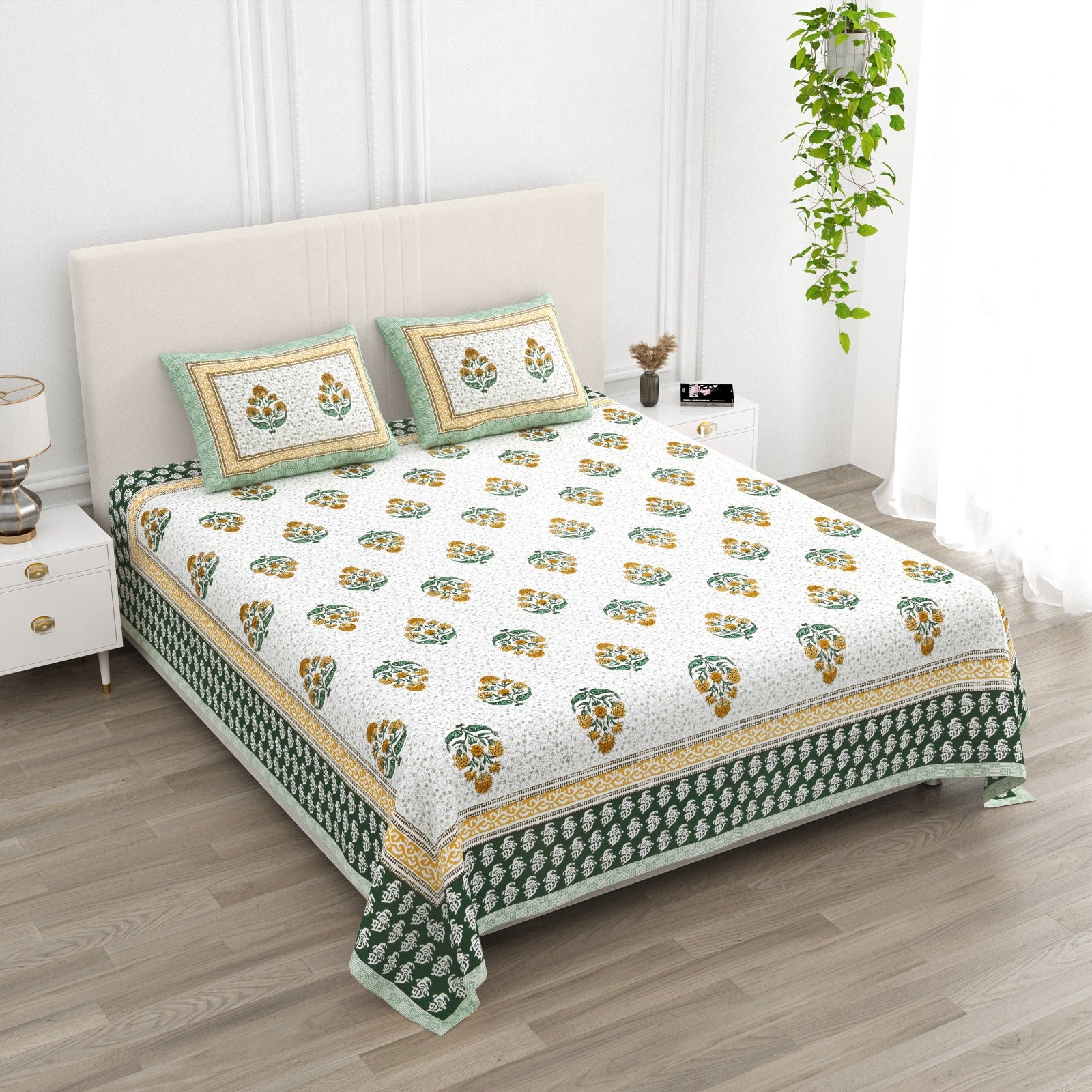 Premium Jaipur Cotton Anarkali Bedsheet – Handlook Print, King Size, Pure Cotton