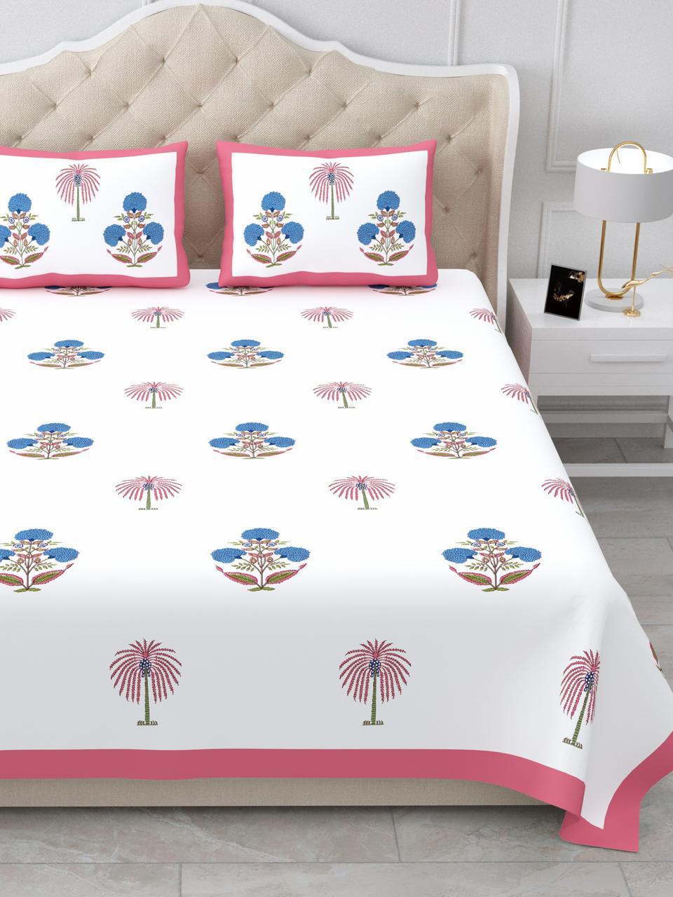 CHERRY – Premium Pure Cotton Handlook Print King Size Bedsheet