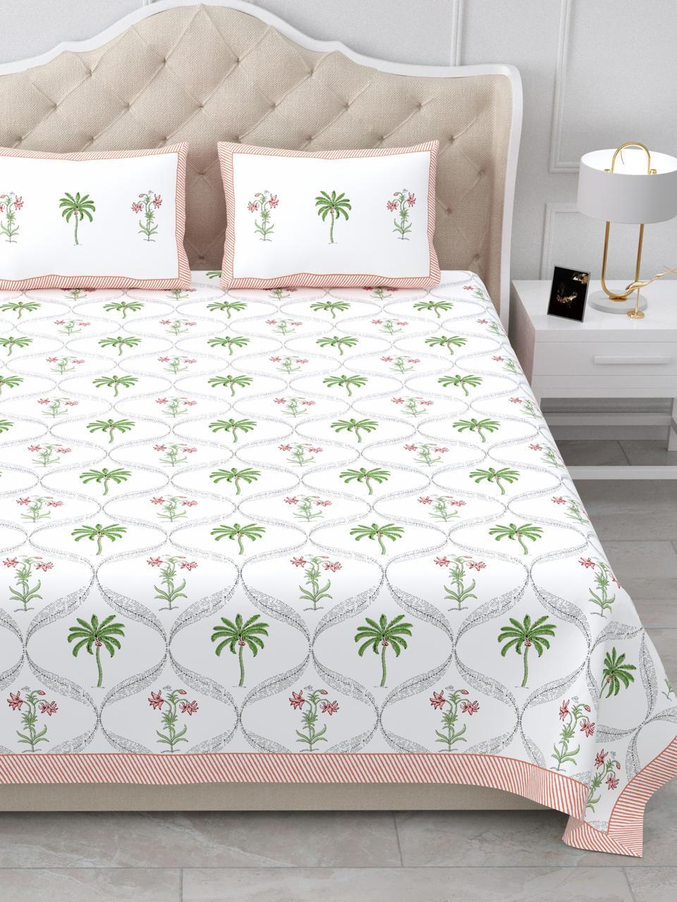 CHERRY – Premium Pure Cotton Handlook Print King Size Bedsheet