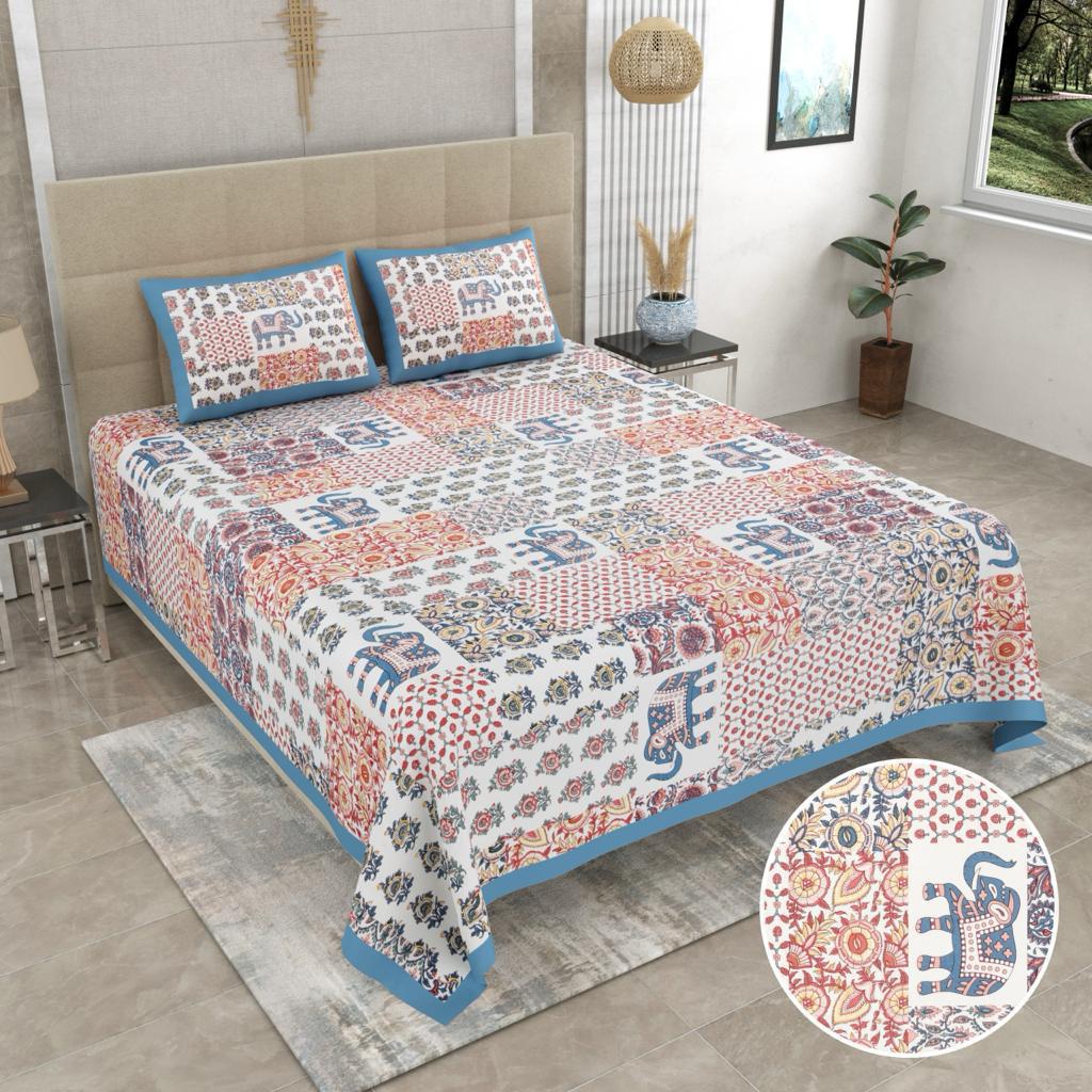 Parkota Print Bedsheet Set | Affordable Price | Pure Cotton | Double Bedsheets