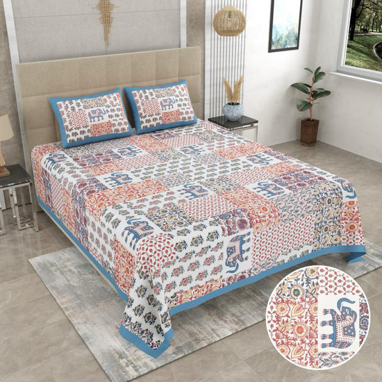 Parkota Print Bedsheet Set | Affordable Price | Pure Cotton | Double Bedsheets
