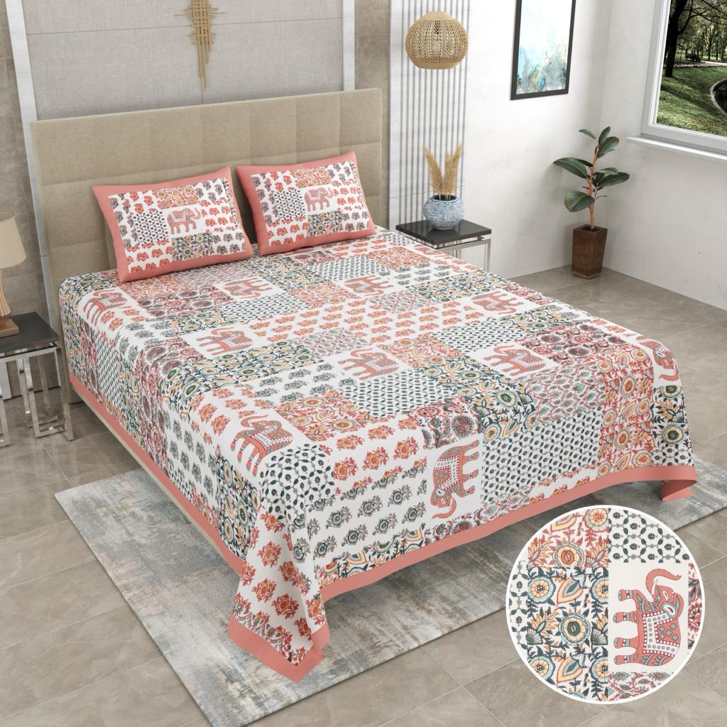 Parkota Print Bedsheet Set | Affordable Price | Pure Cotton | Double Bedsheets