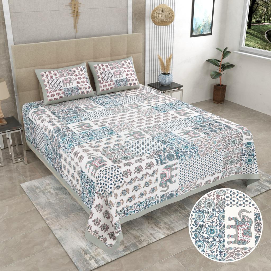 Parkota Print Bedsheet Set | Affordable Price | Pure Cotton | Double Bedsheets