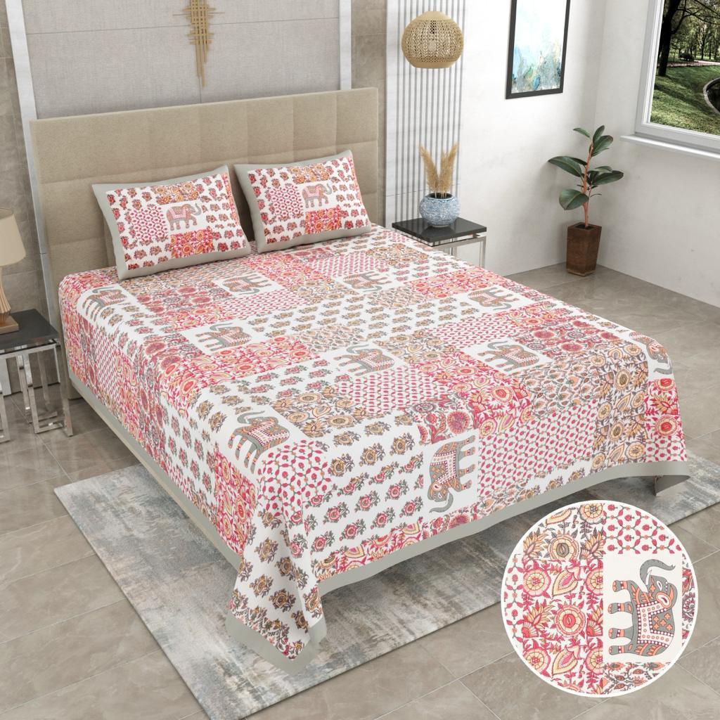 Parkota Print Bedsheet Set | Affordable Price | Pure Cotton | Double Bedsheets
